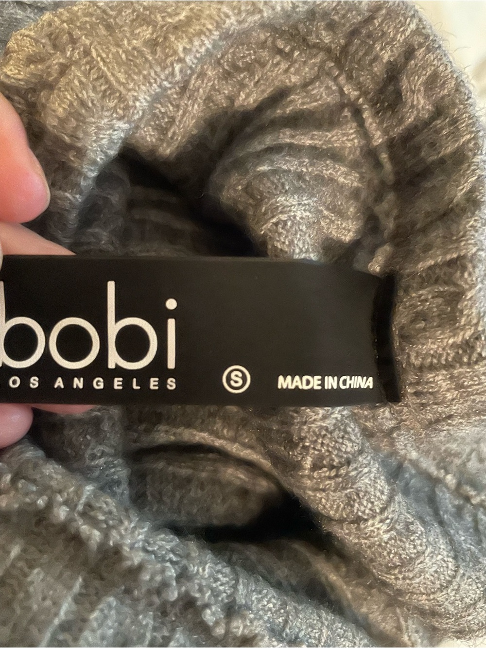 Bobbi Los Angeles Ribbed Mock Neck Women's Sweater - Charcoal Gray size S - Picture 4 of 6